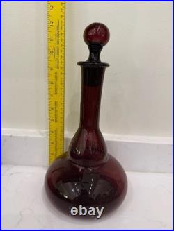 Vintage Mid-Century Handblown Amethyst Purple Glass Decanter with Stopper
