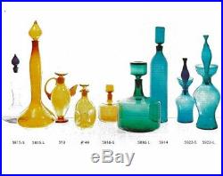 Vintage Mid Century Mod Wayne Husted BLENKO Art Glass Decanter #5914 Nile- 1959