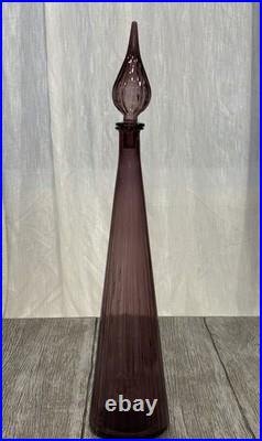 Vintage Mid-Century Modern Amethyst Empoli Glass Decanter 26 GLOWS