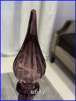 Vintage Mid-Century Modern Amethyst Empoli Glass Decanter 26 GLOWS