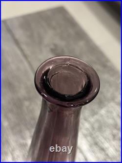 Vintage Mid-Century Modern Amethyst Empoli Glass Decanter 26 GLOWS