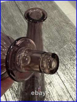 Vintage Mid-Century Modern Amethyst Empoli Glass Decanter 26 GLOWS
