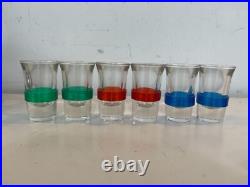 Vintage Mid Century Modern Chrome & Glass 6 Shot Glass Pump Decanter