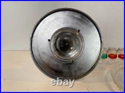 Vintage Mid Century Modern Chrome & Glass 6 Shot Glass Pump Decanter