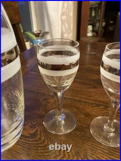 Vintage Mid-Century Modern Decanter And Matching Glasses Set Of Seven