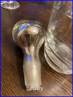 Vintage Mid-Century Modern Decanter And Matching Glasses Set Of Seven
