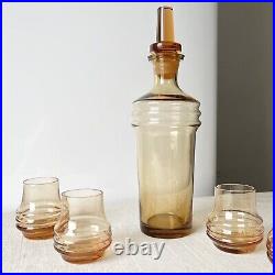 Vintage Mid Century Modern Glass Decanter Set with Shot Glasses 60's barware