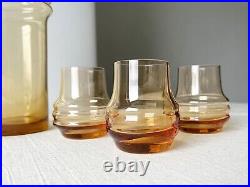 Vintage Mid Century Modern Glass Decanter Set with Shot Glasses 60's barware
