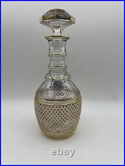 Vintage Mid Century Modern Imperial Cambridge Glass Decanter Gold Made In Israel