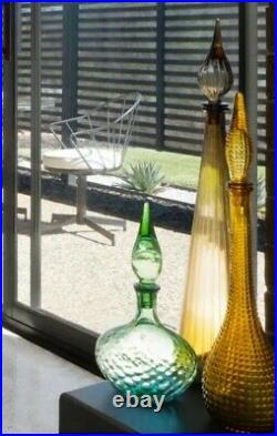 Vintage Mid Century Modern Italian Empoli Amber Glass Genie Bottle Decanter 26