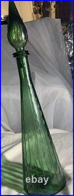 Vintage Mid-Century Modern Italian Glass Genie Bottle with Flame Stopper