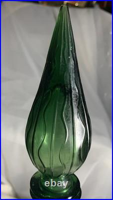 Vintage Mid-Century Modern Italian Glass Genie Bottle with Flame Stopper