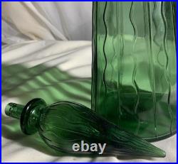 Vintage Mid-Century Modern Italian Glass Genie Bottle with Flame Stopper