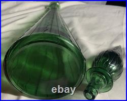 Vintage Mid-Century Modern Italian Glass Genie Bottle with Flame Stopper