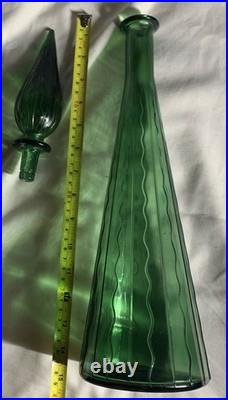 Vintage Mid-Century Modern Italian Glass Genie Bottle with Flame Stopper