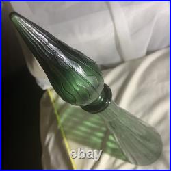 Vintage Mid-Century Modern Italian Glass Genie Bottle with Flame Stopper