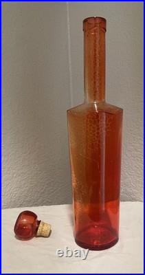 Vintage Mid-Century Modern MCM Orange Decanter Mod Dep Italy
