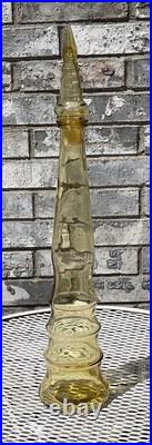 Vintage Mid-Century Modern Yellow Empoli Glass Genie Decanter Bottle 26 Tall