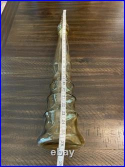 Vintage Mid-Century Modern Yellow Empoli Glass Genie Decanter Bottle 26 Tall