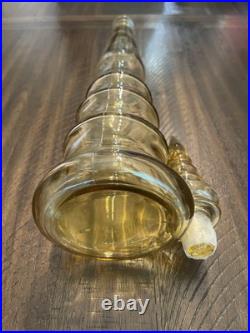 Vintage Mid-Century Modern Yellow Empoli Glass Genie Decanter Bottle 26 Tall