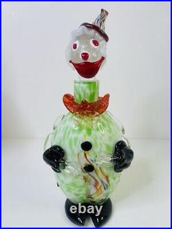 Vintage Mid Century Multicolor 13 Murano Figural Art Glass Clown Decanter