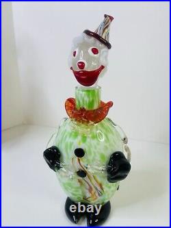 Vintage Mid Century Multicolor 13 Murano Figural Art Glass Clown Decanter