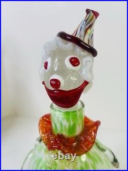 Vintage Mid Century Multicolor 13 Murano Figural Art Glass Clown Decanter