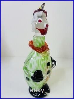 Vintage Mid Century Multicolor 13 Murano Figural Art Glass Clown Decanter