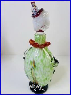 Vintage Mid Century Multicolor 13 Murano Figural Art Glass Clown Decanter