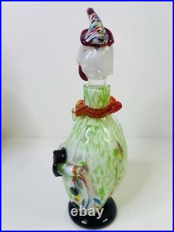 Vintage Mid Century Multicolor 13 Murano Figural Art Glass Clown Decanter