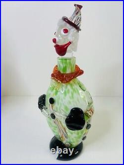 Vintage Mid Century Multicolor 13 Murano Figural Art Glass Clown Decanter