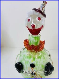 Vintage Mid Century Multicolor 13 Murano Figural Art Glass Clown Decanter