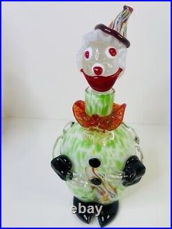 Vintage Mid Century Multicolor 13 Murano Figural Art Glass Clown Decanter