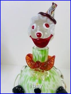 Vintage Mid Century Multicolor 13 Murano Figural Art Glass Clown Decanter