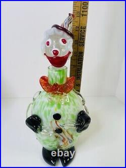 Vintage Mid Century Multicolor 13 Murano Figural Art Glass Clown Decanter