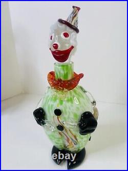 Vintage Mid Century Multicolor 13 Murano Figural Art Glass Clown Decanter