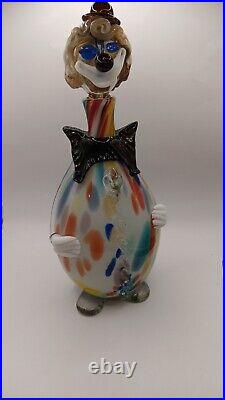 Vintage Mid Century Multicolor 16 Murano Figural Art Glass Clown Decanter