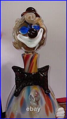 Vintage Mid Century Multicolor 16 Murano Figural Art Glass Clown Decanter