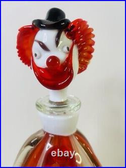 Vintage Mid Century Multicolor 16 Murano Figural Art Glass Clown Decanter