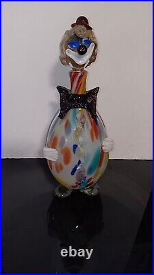 Vintage Mid Century Multicolor 16 Murano Figural Art Glass Clown Decanter