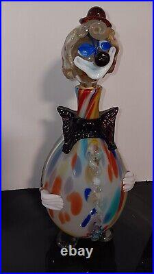 Vintage Mid Century Multicolor 16 Murano Figural Art Glass Clown Decanter