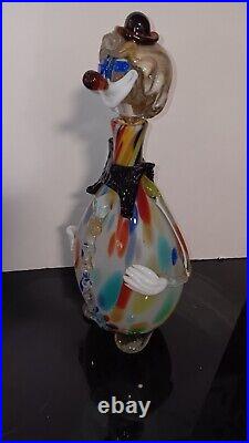 Vintage Mid Century Multicolor 16 Murano Figural Art Glass Clown Decanter