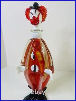 Vintage Mid Century Multicolor 16 Murano Figural Art Glass Clown Decanter