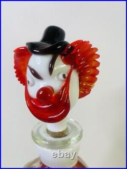 Vintage Mid Century Multicolor 16 Murano Figural Art Glass Clown Decanter