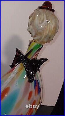 Vintage Mid Century Multicolor 16 Murano Figural Art Glass Clown Decanter