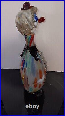 Vintage Mid Century Multicolor 16 Murano Figural Art Glass Clown Decanter