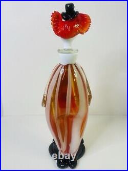 Vintage Mid Century Multicolor 16 Murano Figural Art Glass Clown Decanter