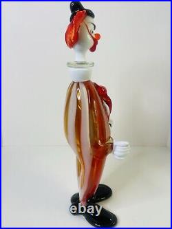 Vintage Mid Century Multicolor 16 Murano Figural Art Glass Clown Decanter