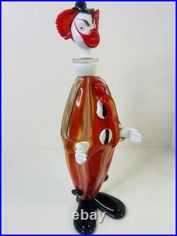 Vintage Mid Century Multicolor 16 Murano Figural Art Glass Clown Decanter