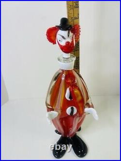 Vintage Mid Century Multicolor 16 Murano Figural Art Glass Clown Decanter